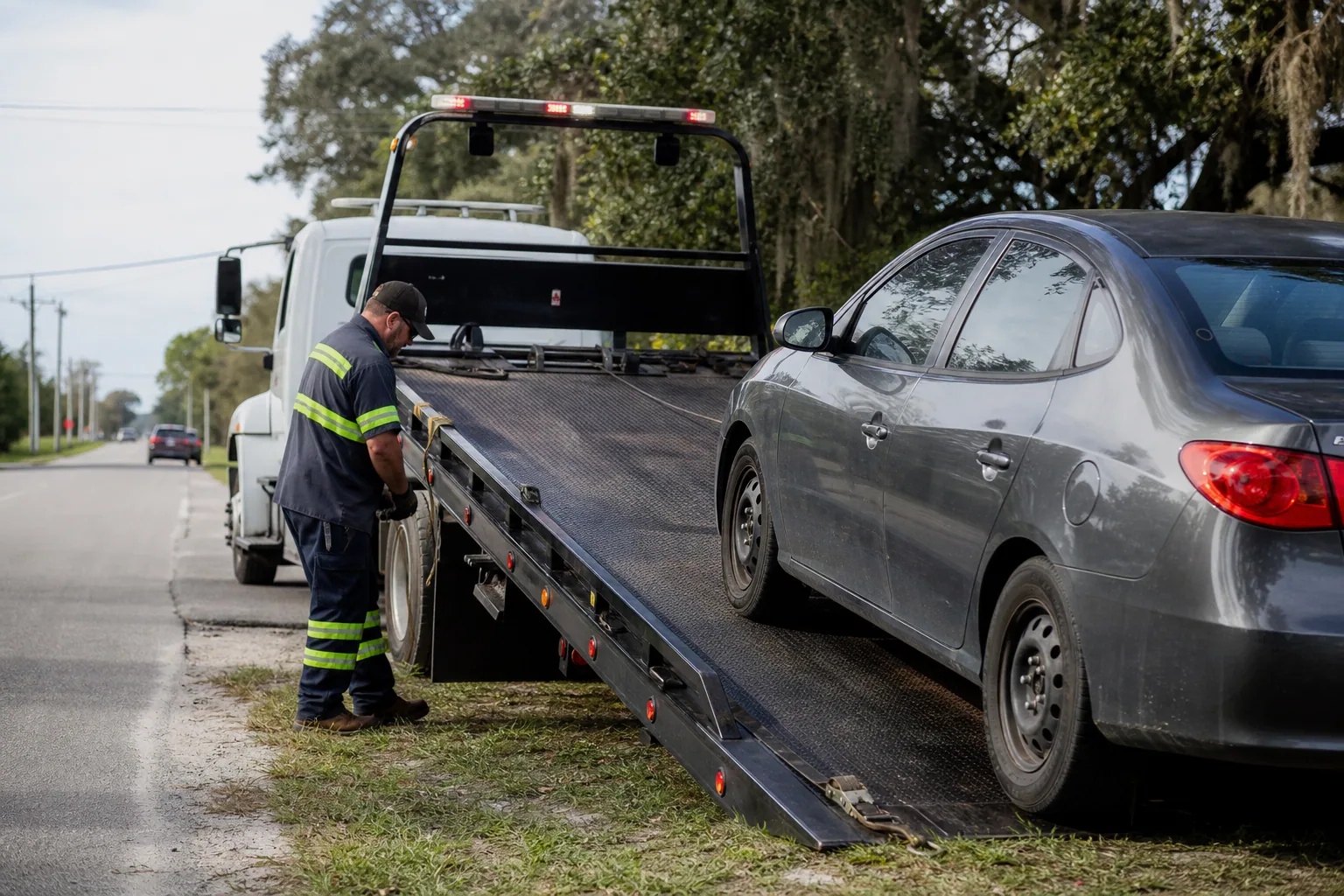 Experienced tow operator completing a pre-departure safety check