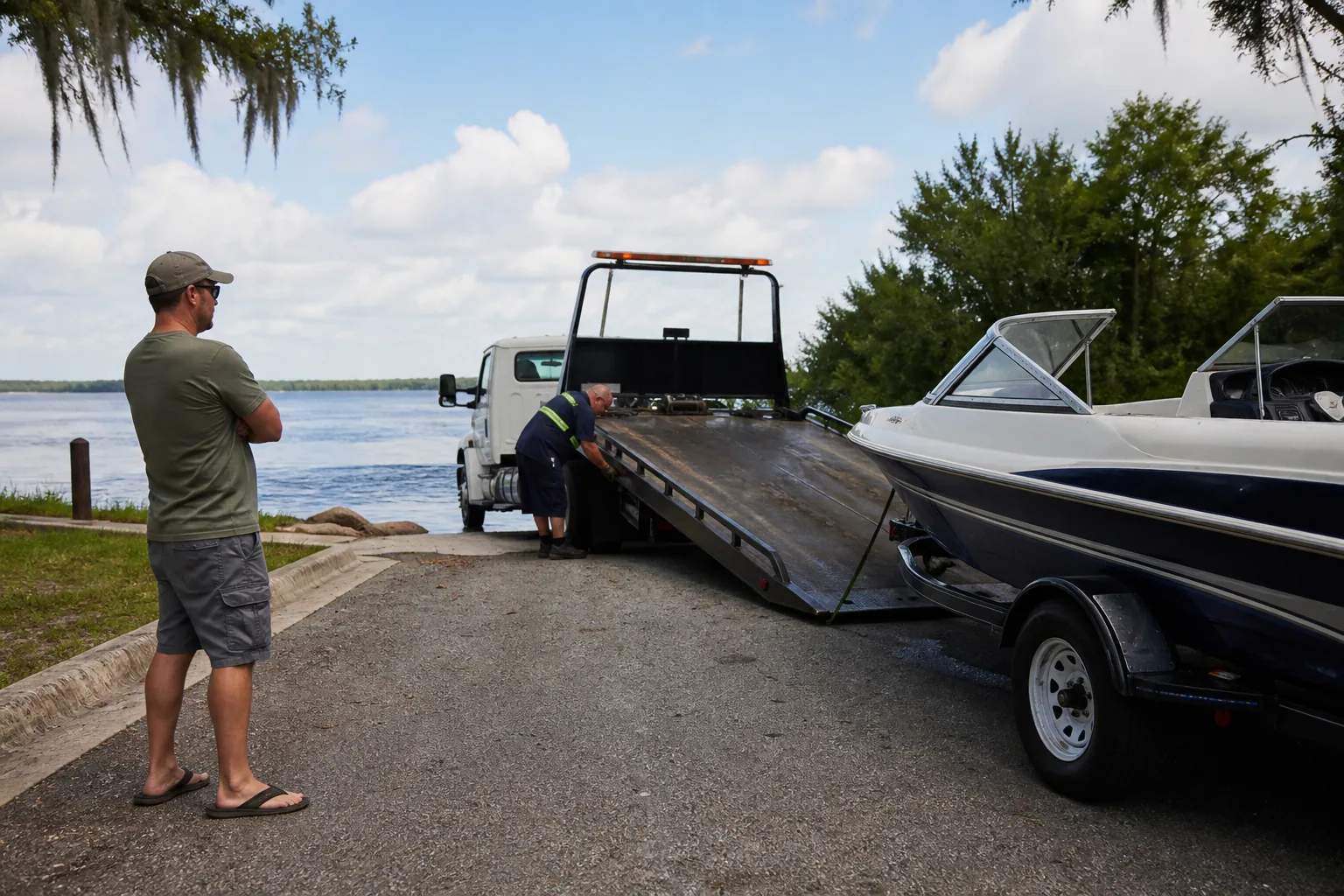 Boat / Trailer Towing help arriving for a waiting Clermont driver