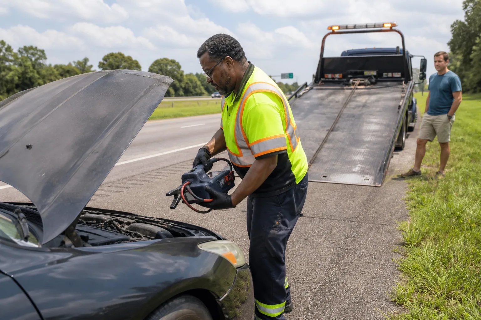 Jump Start Service help arriving for a waiting Clermont driver
